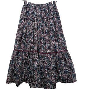 Niko And Floral Tiered Ruffle Maxi Skirt Size S M Cottagecore Boho Dark Fairy
